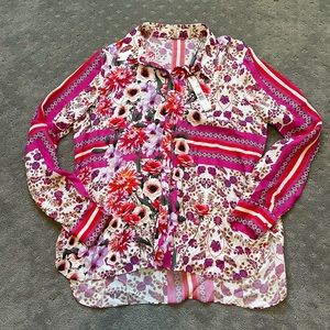 NWT Elie Tahari Silk Button Down